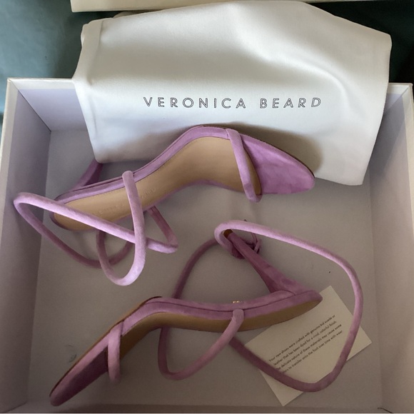 VERONICA BEARD SUEDE LEATHER MARCELINE ANKLE STRAP SANDALS ORCHID NIB SZ 8 - Picture 15 of 16